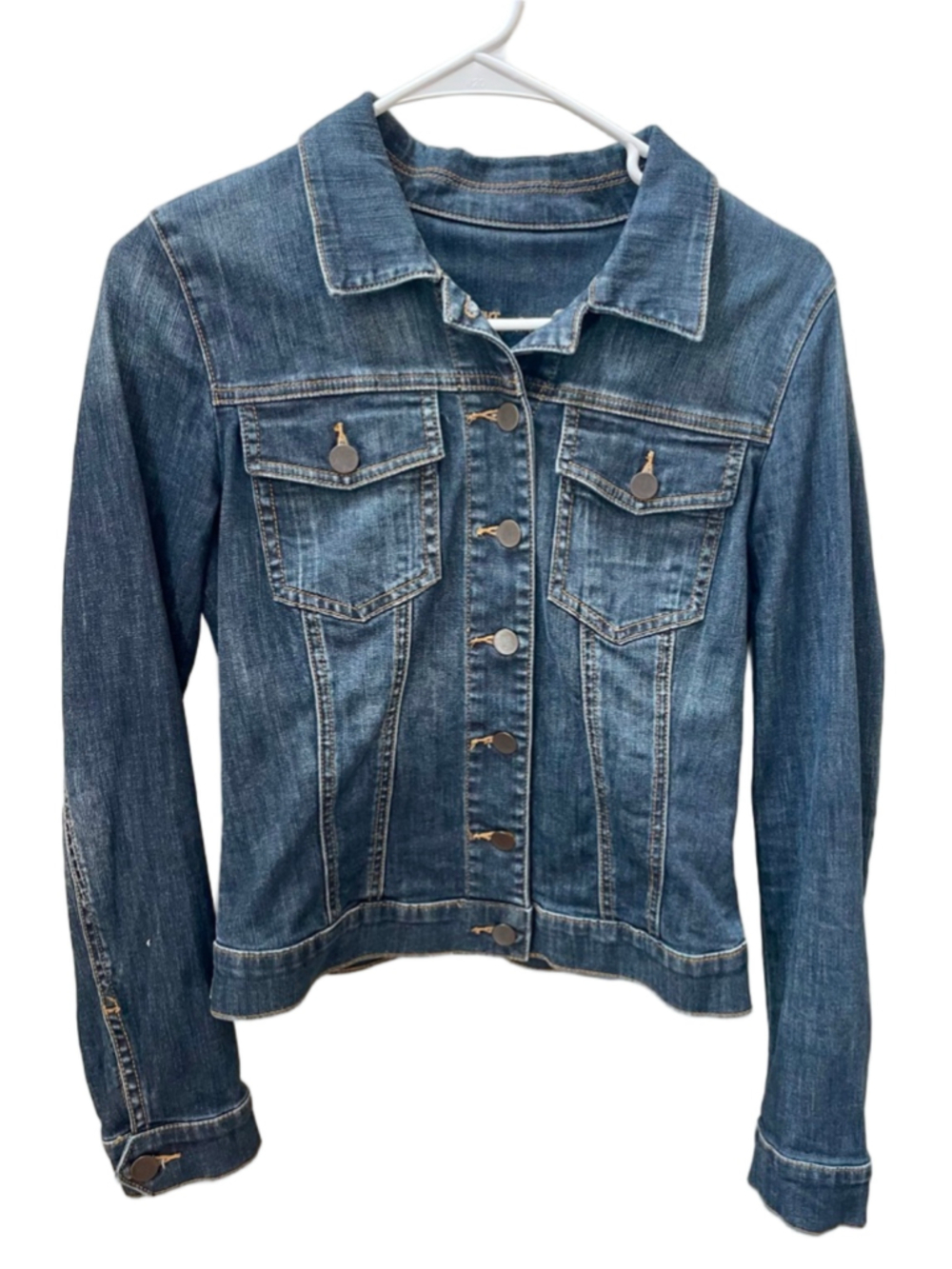 Kut From The Kloth Women’s Denim Jean Jacket Small Blue Stretch Trucker - Picture 2 of 6